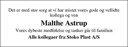 Dødsannoncen for Malthe Astrup - Lem st.