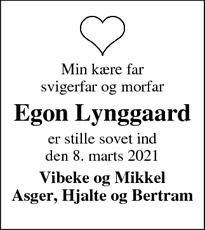 Dødsannoncen for Egon Lynggaard - Borris