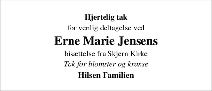 Taksigelsen for Erne Marie Jensens - Skjern