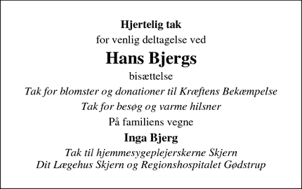 Taksigelsen for Hans Bjerg - Skjern