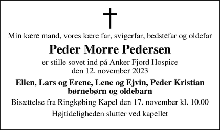 Dødsannoncen for Peder Morre Pedersen - Ringkøbing