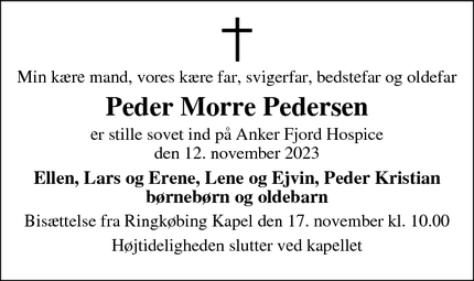 Dødsannoncen for Peder Morre Pedersen - Ringkøbing
