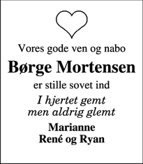 Dødsannoncen for Børge Mortensen - Skjern