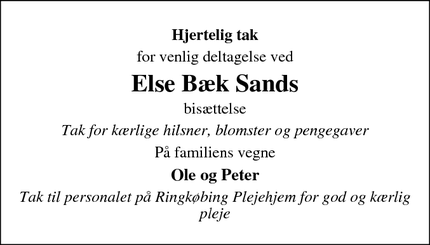 Taksigelsen for Else Bæk Sand - Holstebro