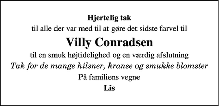 Taksigelsen for Villy Conradsen - Hee