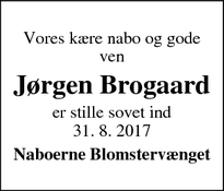 Dødsannoncen for Jørgen Brogaard - Ringkøbing