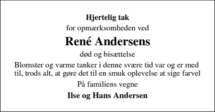 Taksigelsen for René Andersens - Bredebro