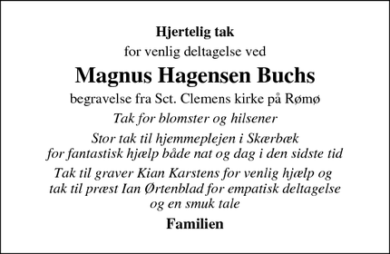 Taksigelsen for Magnus Hagensen Buchs - Havneby