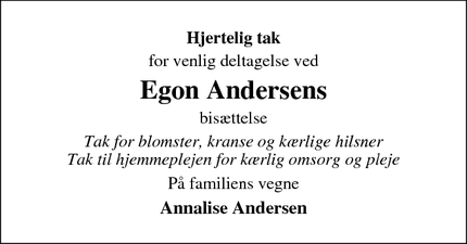 Taksigelsen for Egon Andersen - Hornslet