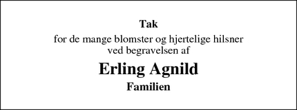 Taksigelsen for Erling Agnild - København