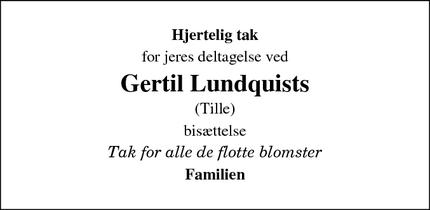 Taksigelsen for Gertil Lundquists  - Dragør