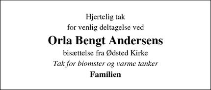 Taksigelsen for Orla Bengt Andersens - Egtved