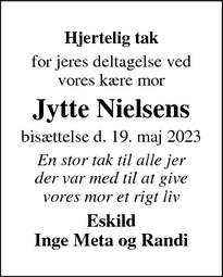 Taksigelsen for Jytte Nielsen - Egtved