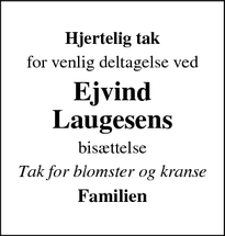 Taksigelsen for  Ejvind Laugesens - Assens