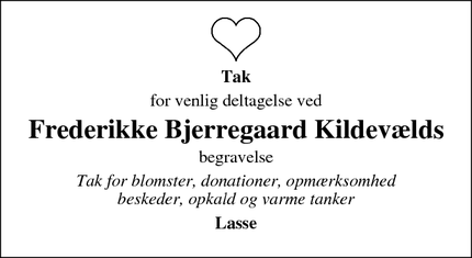 Taksigelsen for Frederikke Bjerregaard Kildevælds - Aalborg