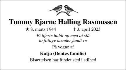 Dødsannoncen for Tommy Bjarne Halling Rasmussen - Brøndbyøster