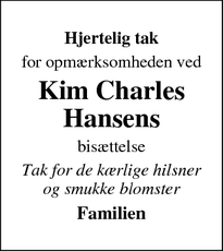 Taksigelsen for Kim Charles
Hansens - Vissenbjerg