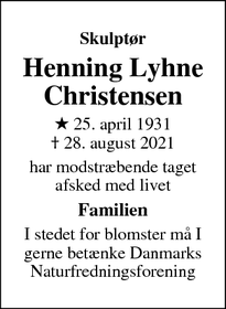 Dødsannoncen for Henning Lyhne Christensen - Smørum