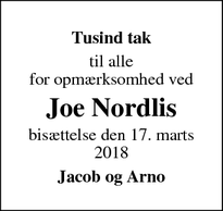 Taksigelsen for Joe Nordlis - Farum