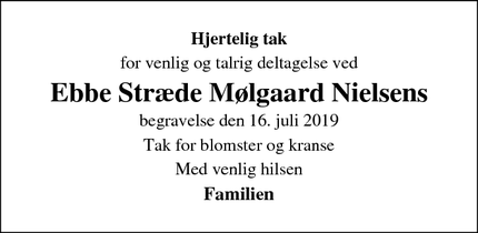 Taksigelsen for Ebbe Stræde Mølgaard Nielsens - Sydals