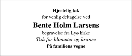 Taksigelsen for Bente Holm Larsens - Faaborg