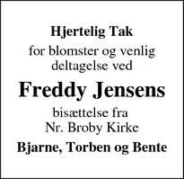 Taksigelsen for Freddy Jensens - Nørre Broby