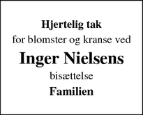 Taksigelsen for Inger Nielsens - Fangel