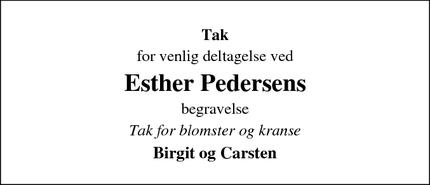Taksigelsen for Esther Pedersens - Rynkeby