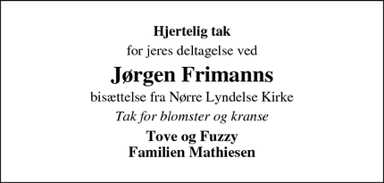 Taksigelsen for Jørgen Frimanns - Nordfyns