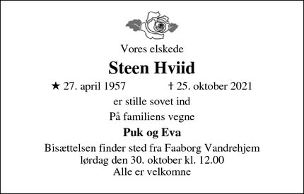 Dødsannoncen for Steen Hviid - Faaborg