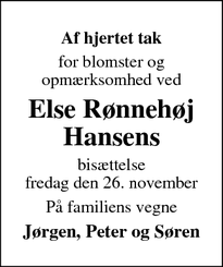 Taksigelsen for Else Rønnehøj
Hansens - Odense C