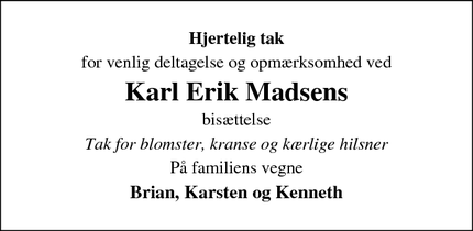 Taksigelsen for Karl Erik Madsens - Odense