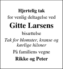 Taksigelsen for Gitte Larsen - Odense