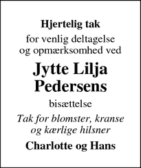 Taksigelsen for Jytte Lilja
Pedersen - Langeskov