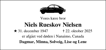 Dødsannoncen for Niels Rueskov Nielsen - 5220