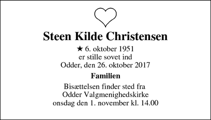 Dødsannoncen for Steen Kilde Christensen - Odder