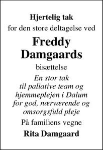 Taksigelsen for Freddy Damgaards - Dalum