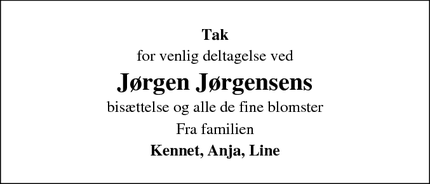 Taksigelsen for Jørgen Jørgensens - Gudme