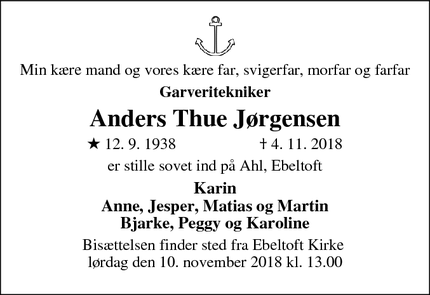 Dødsannoncen for Anders Thue Jørgensen - Ebeltoft