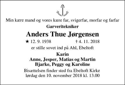 Dødsannoncen for Anders Thue Jørgensen - Ebeltoft
