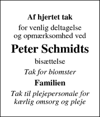 Taksigelsen for Peter Schmidt - Stjær