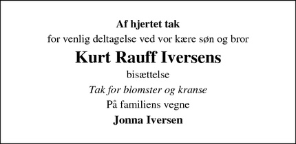 Taksigelsen for Kurt Rauff Iversens - Thyregod