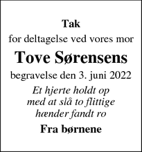 Taksigelsen for Tove Sørensens - Farre
