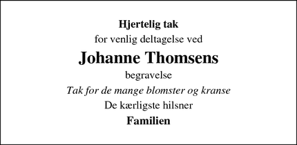 Taksigelsen for Johanne Thomsen - Grenaa