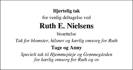 Taksigelsen for Ruth E. Nielsen - Grenaa