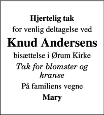 Taksigelsen for Knud Andersens - Ørum