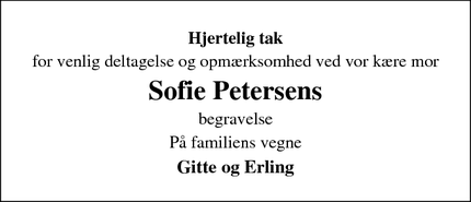 Taksigelsen for Sofie Petersens - Vojens