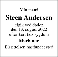 Dødsannoncen for Steen Andersen - Haderslev