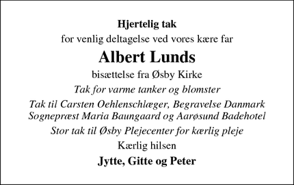 Taksigelsen for Albert Lund - Aarøsund