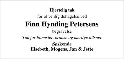 Taksigelsen for Finn Hynding Petersen - 6500 Vojens